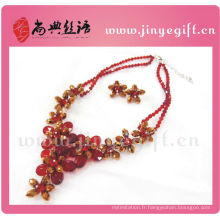 Bijoux De Mode Cristal Zircon Fleur De Luxe Rubis Collier Ensembles Indien